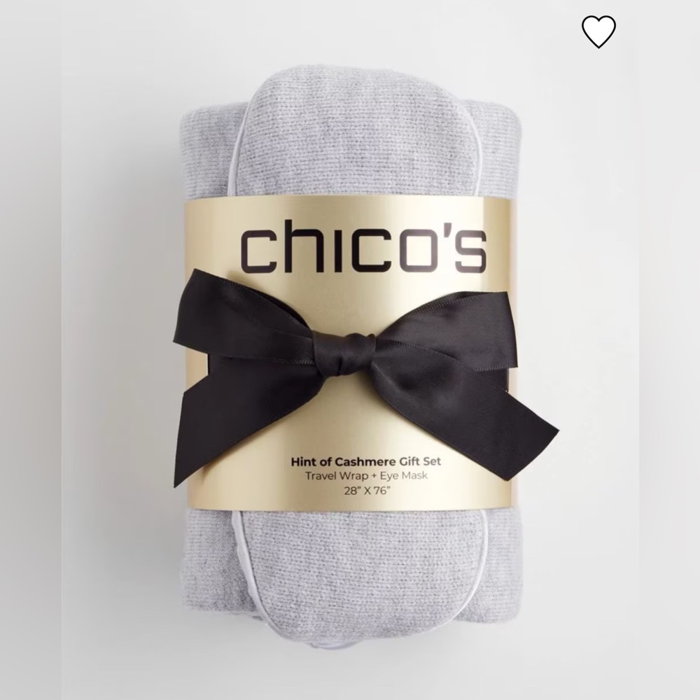 Chicos Travel Wrap Scarf and Eye Mask in Frosted Gray Heather